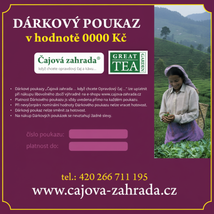 Dárkový poukaz Čajová zahrada (Varianta Hodnota 500 kč)