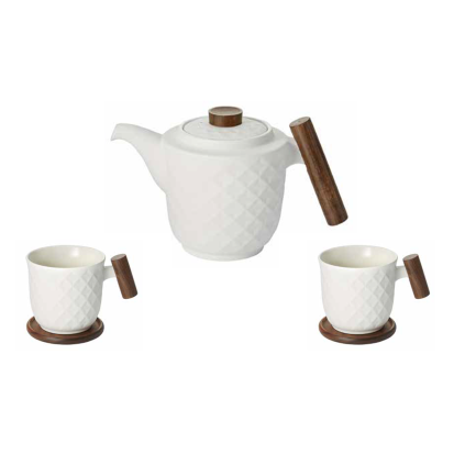 Čajová porcelánová souprava Menja bílá