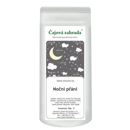 Noční přání – zelený čaj s broskví, jasmínem a růží (Varianta zelený čaj 500g)